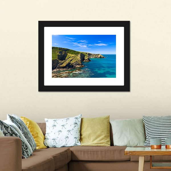 Cornwall Coast England Canvas Wall Art-1 Piece-Framed Print-20" x 16"-Tiaracle
