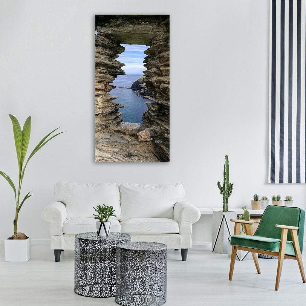 Cornwall Sea Beach Vertical Canvas Wall Art-1 Vertical-Gallery Wrap-12" x 24"-Tiaracle