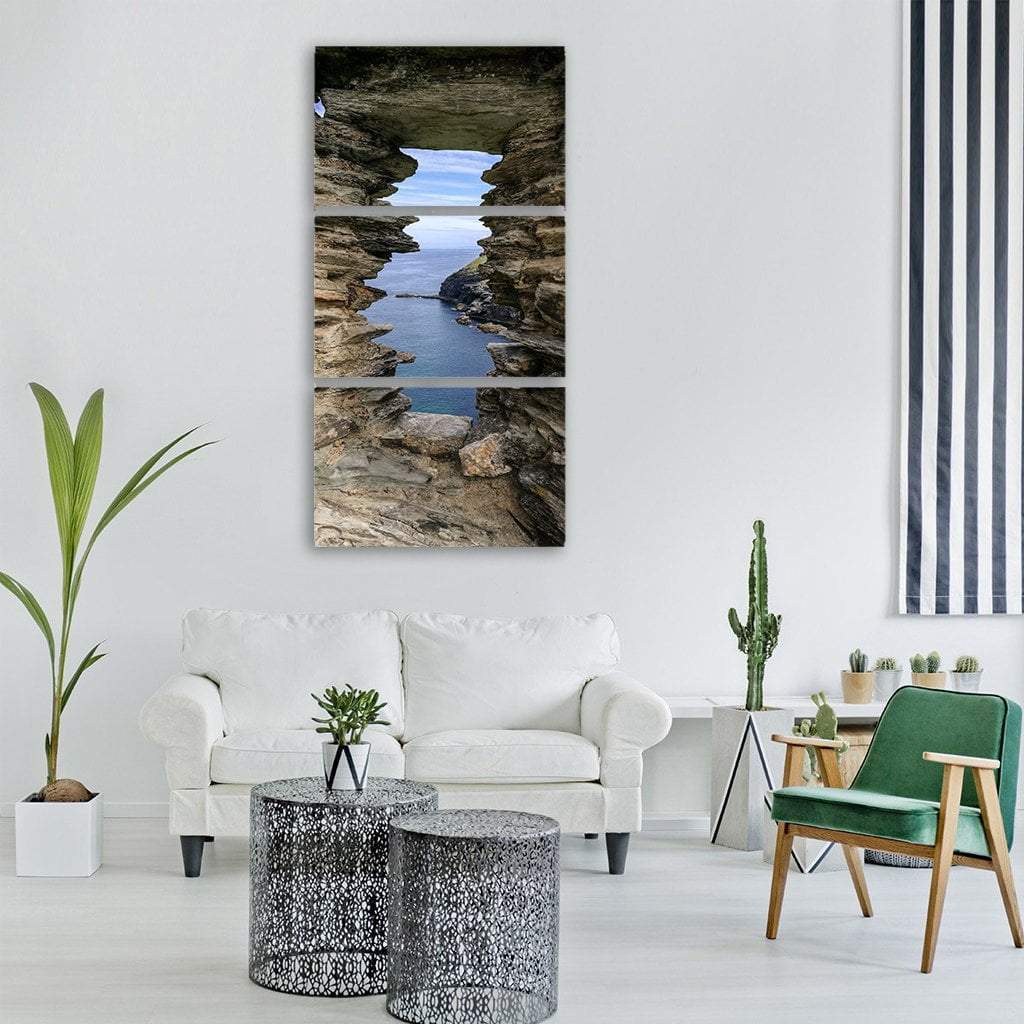 Cornwall Sea Beach Vertical Canvas Wall Art-3 Vertical-Gallery Wrap-12" x 25"-Tiaracle