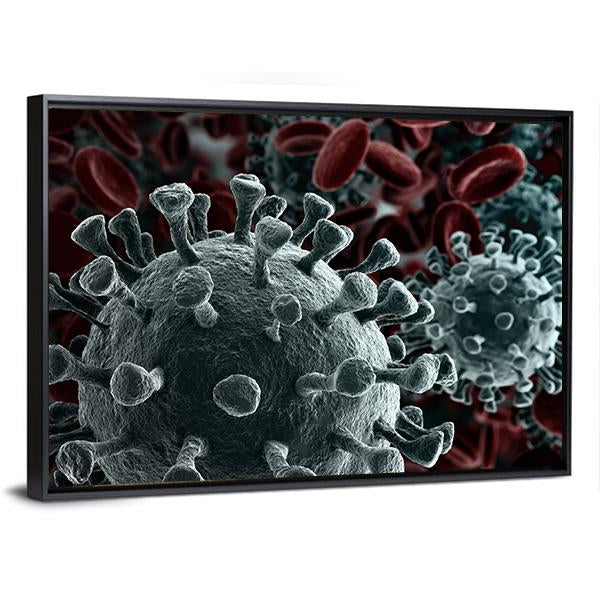 Coronavirus Close Up Canvas Wall Art-3 Horizontal-Gallery Wrap-25" x 16"-Tiaracle