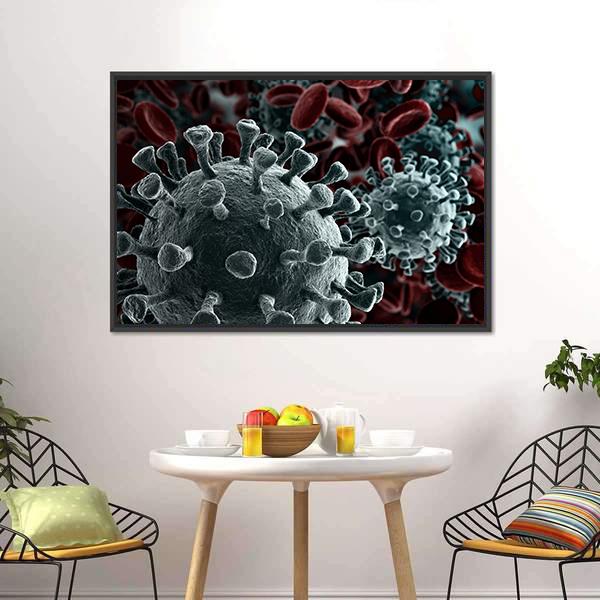 Coronavirus Close Up Panoramic Canvas Wall Art-1 Piece-36" x 12"-Tiaracle