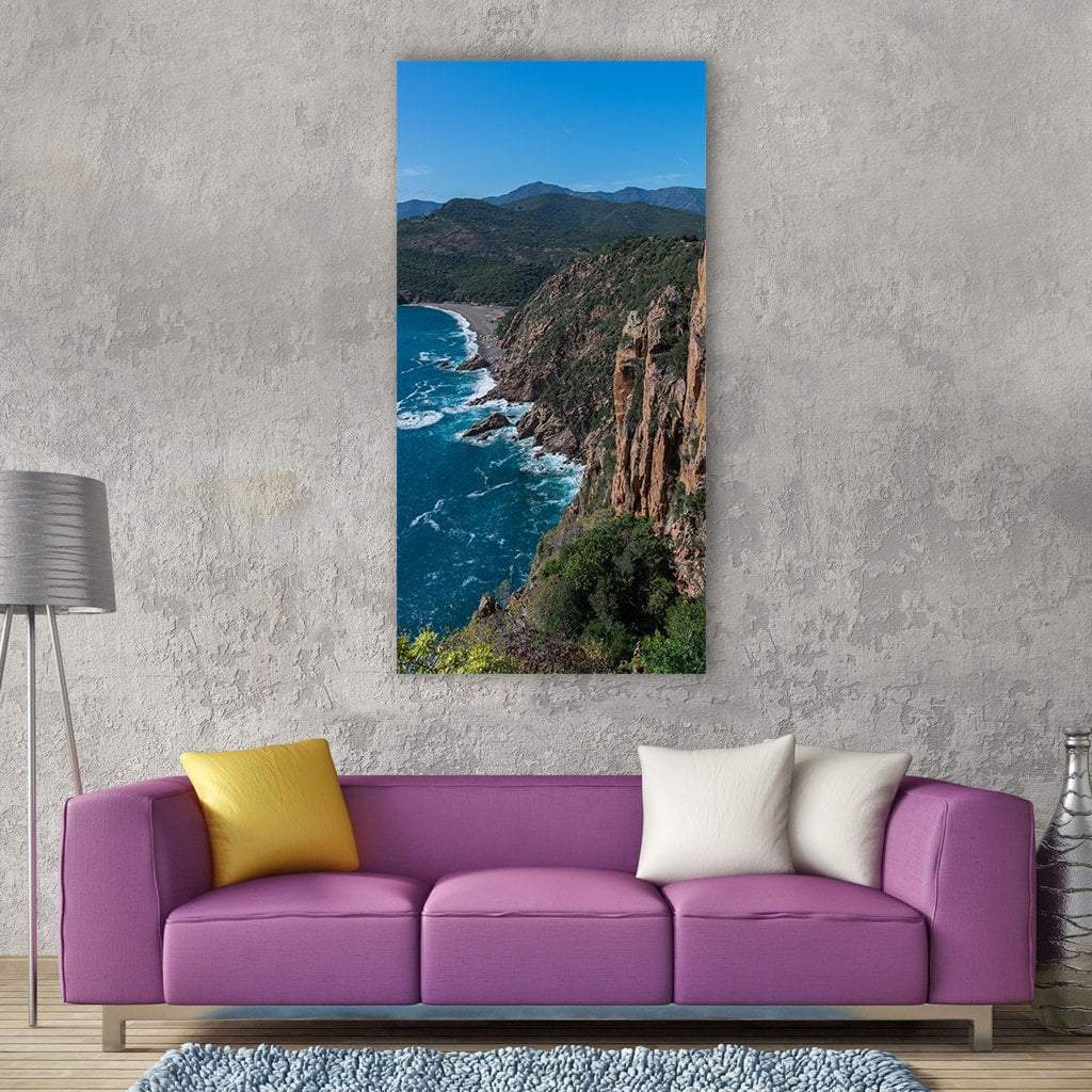 Corsica Landscape In French Region Vertical Canvas Wall Art-3 Vertical-Gallery Wrap-12" x 25"-Tiaracle