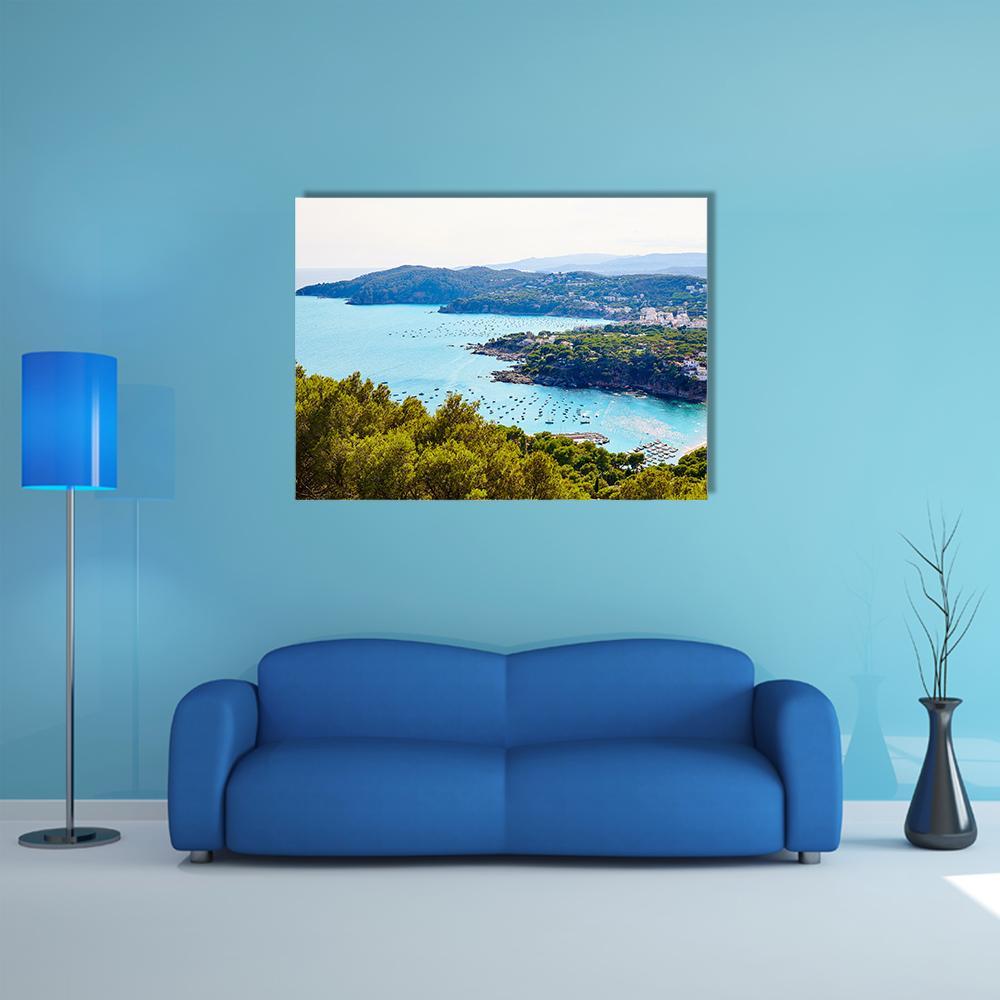 Costa Brava Calella Aerial View Canvas Wall Art-4 Horizontal-Gallery Wrap-34" x 24"-Tiaracle