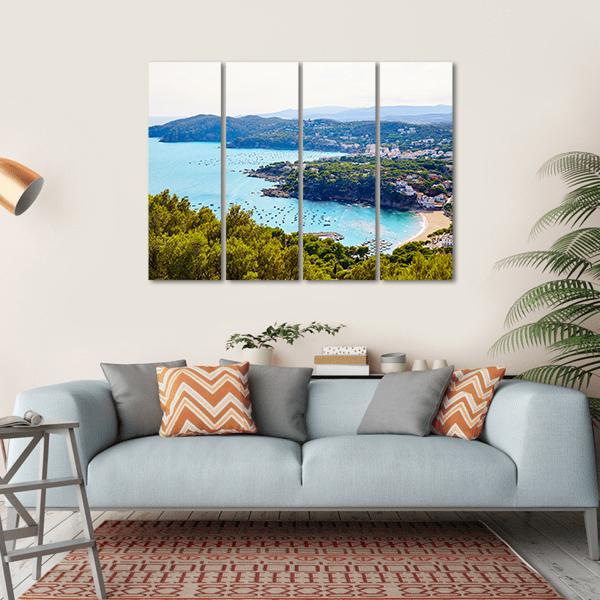 Costa Brava Calella Aerial View Canvas Wall Art-4 Horizontal-Gallery Wrap-34" x 24"-Tiaracle