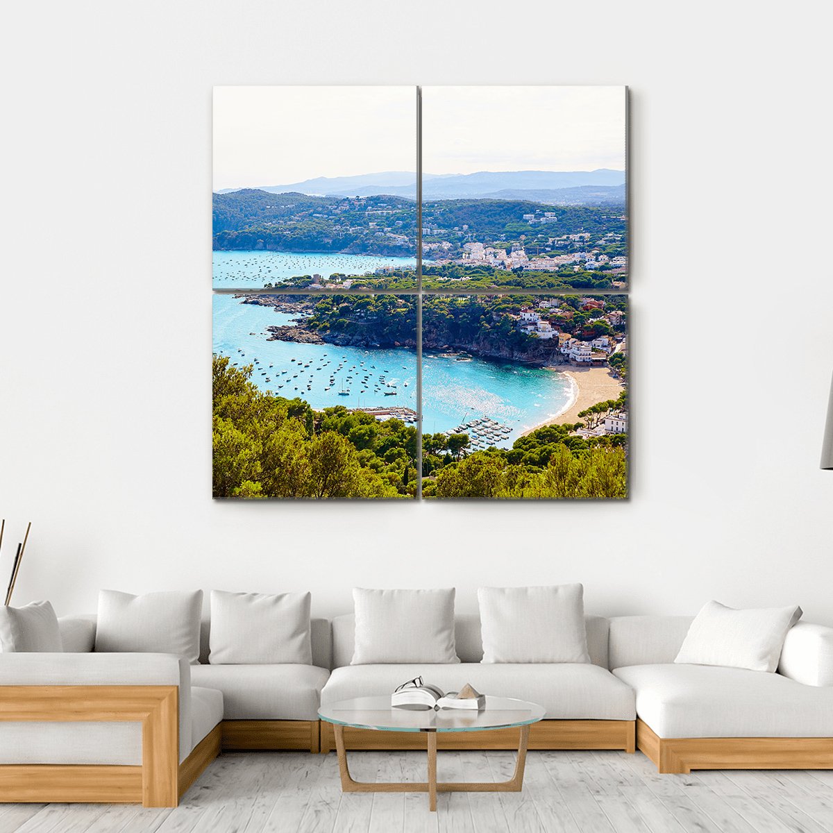 Costa Brava Calella Aerial View Canvas Wall Art-4 Square-Gallery Wrap-17" x 17"-Tiaracle