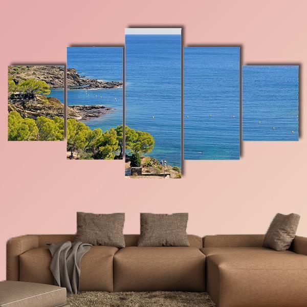 Costa Brava In Spain Canvas Wall Art-4 Pop-Gallery Wrap-50" x 32"-Tiaracle