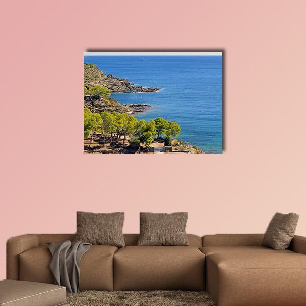 Costa Brava In Spain Canvas Wall Art-1 Piece-Gallery Wrap-48" x 32"-Tiaracle