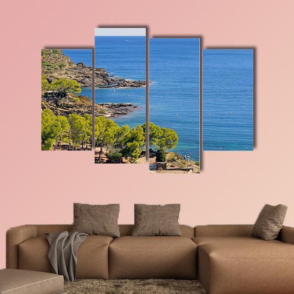 Costa Brava In Spain Canvas Wall Art-4 Pop-Gallery Wrap-50" x 32"-Tiaracle