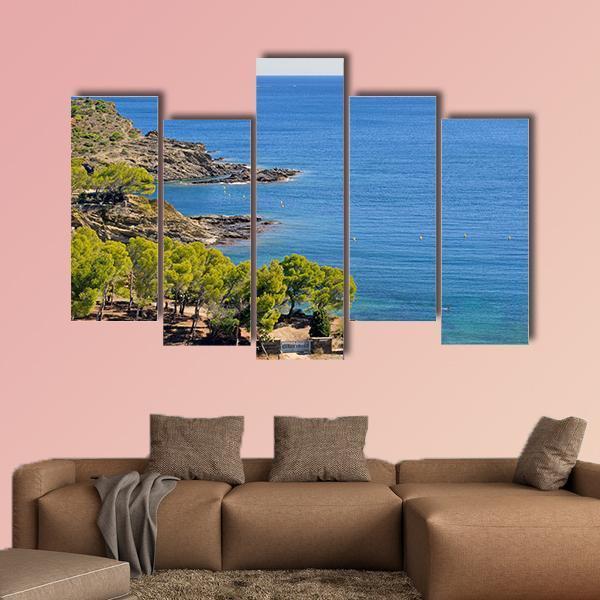 Costa Brava In Spain Canvas Wall Art-5 Pop-Gallery Wrap-47" x 32"-Tiaracle