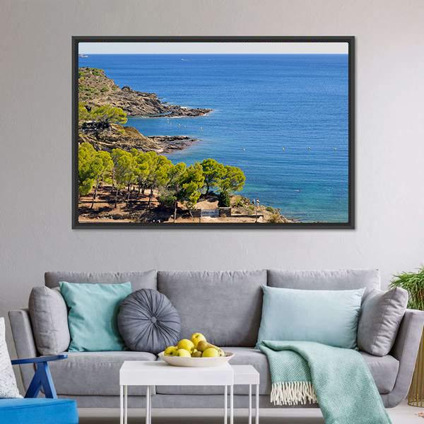Costa Brava In Spain Canvas Wall Art-3 Horizontal-Gallery Wrap-25" x 16"-Tiaracle