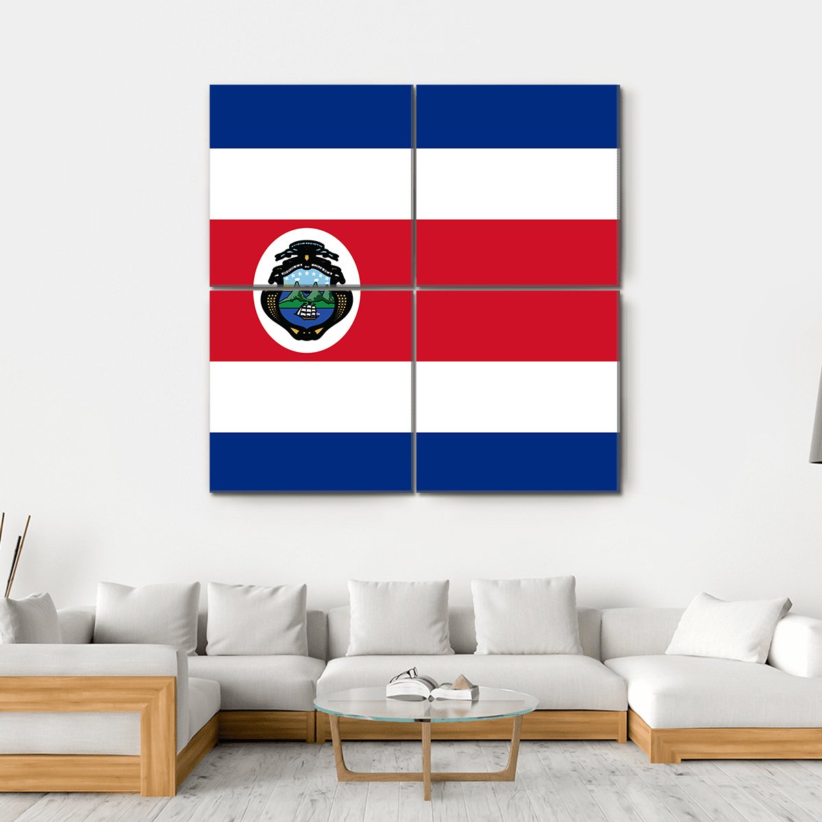 Costa Rica Flag Canvas Wall Art-4 Square-Gallery Wrap-17" x 17"-Tiaracle