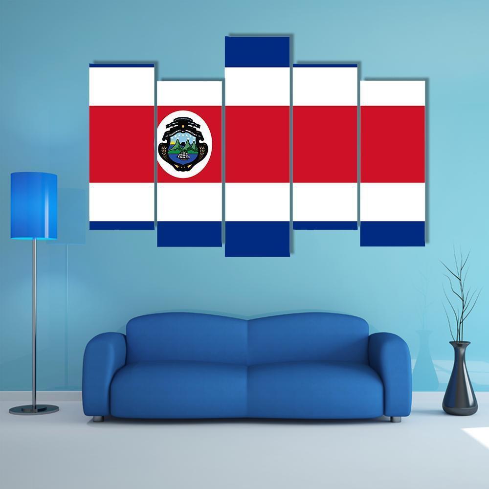 Costa Rica Flag Canvas Wall Art-5 Pop-Gallery Wrap-47" x 32"-Tiaracle
