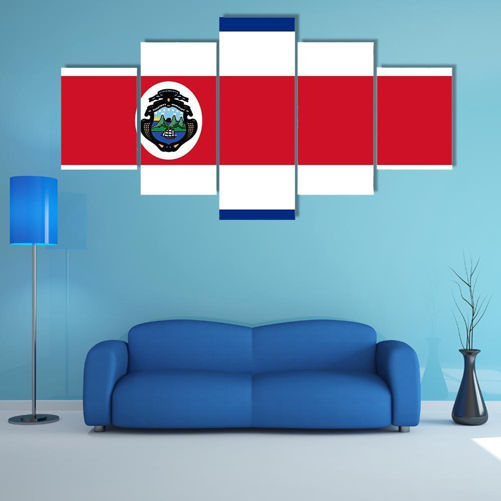 Costa Rica Flag Canvas Wall Art-5 Star-Gallery Wrap-62" x 32"-Tiaracle