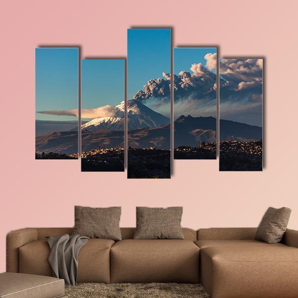Cotopaxi Volcano Eruption Canvas Wall Art-5 Pop-Gallery Wrap-47" x 32"-Tiaracle