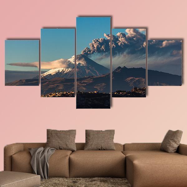 Cotopaxi Volcano Eruption Canvas Wall Art-5 Star-Gallery Wrap-62" x 32"-Tiaracle