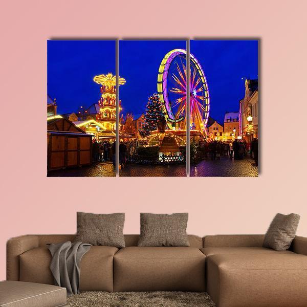 Cottbus Christmas Market Canvas Wall Art-3 Horizontal-Gallery Wrap-25" x 16"-Tiaracle