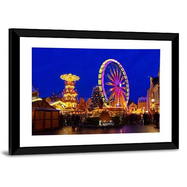 Cottbus Christmas Market Canvas Wall Art-3 Horizontal-Gallery Wrap-25" x 16"-Tiaracle