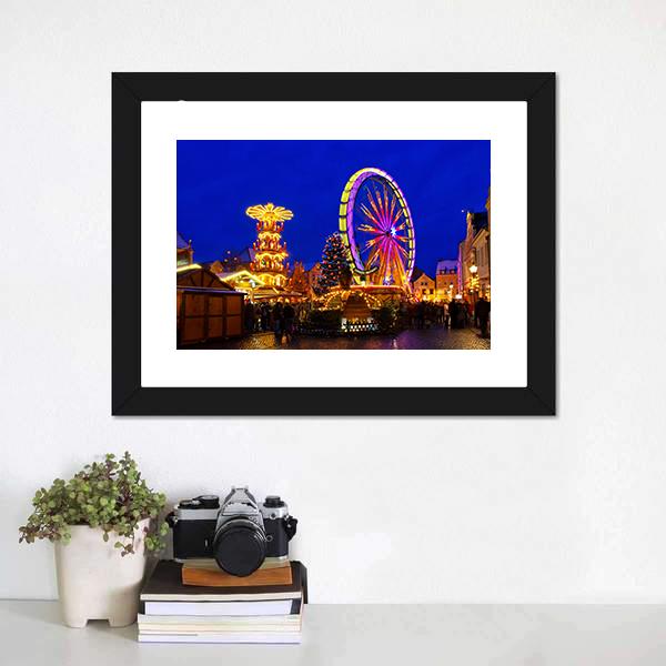 Cottbus Christmas Market Canvas Wall Art-3 Horizontal-Gallery Wrap-25" x 16"-Tiaracle