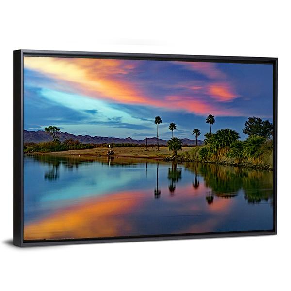 Cotton Candy Floating Over River Canvas Wall Art-3 Horizontal-Gallery Wrap-25" x 16"-Tiaracle