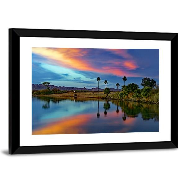 Cotton Candy Floating Over River Canvas Wall Art-3 Horizontal-Gallery Wrap-25" x 16"-Tiaracle