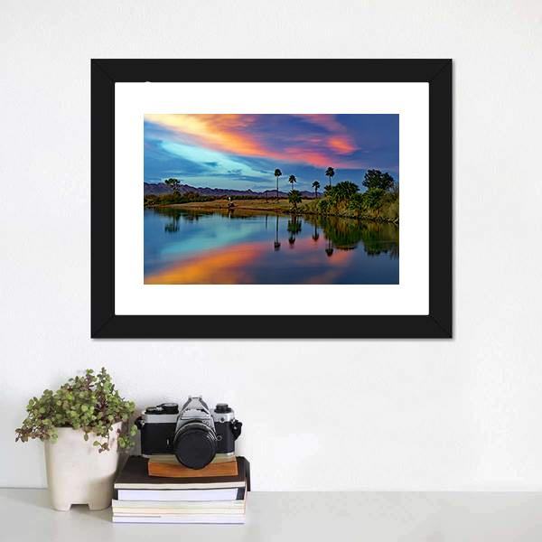 Cotton Candy Floating Over River Canvas Wall Art-3 Horizontal-Gallery Wrap-25" x 16"-Tiaracle