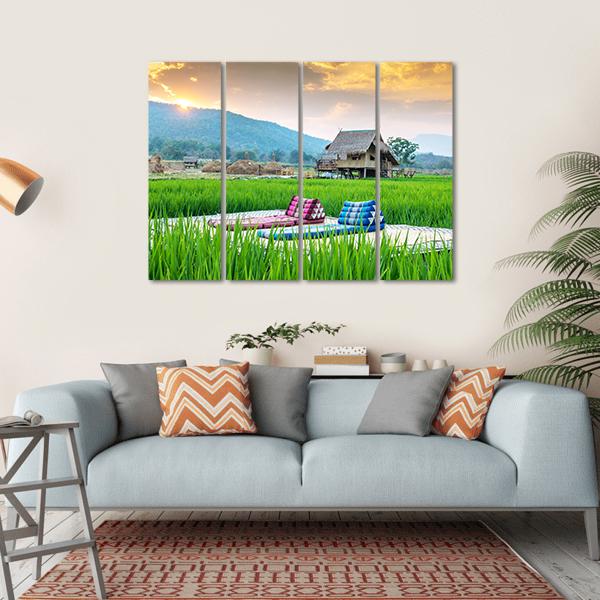 Couch In Rice Field Canvas Wall Art-4 Horizontal-Gallery Wrap-34" x 24"-Tiaracle