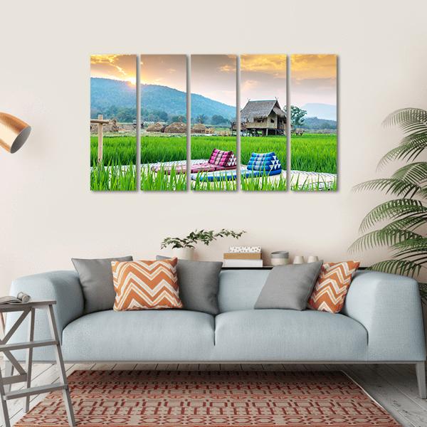 Couch In Rice Field Canvas Wall Art-5 Horizontal-Gallery Wrap-22" x 12"-Tiaracle