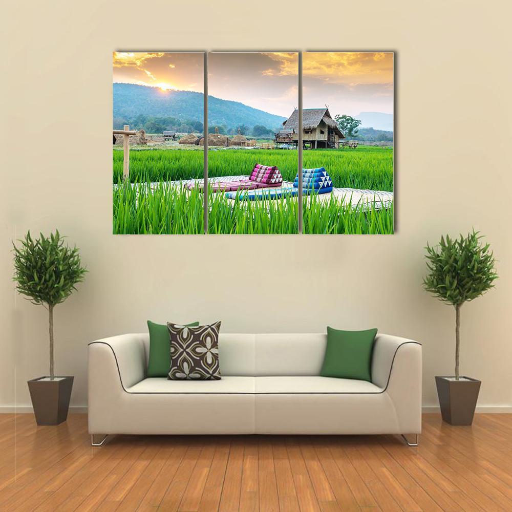 Couch In Rice Field Canvas Wall Art-3 Horizontal-Gallery Wrap-37" x 24"-Tiaracle