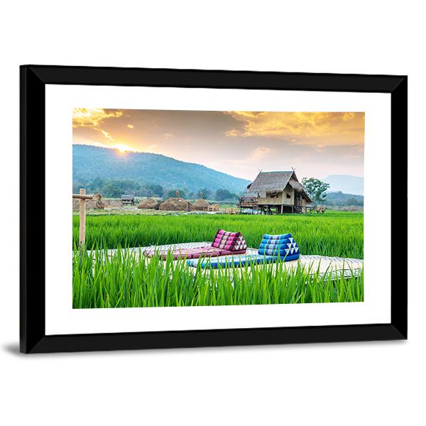 Couch In Rice Field Canvas Wall Art-3 Horizontal-Gallery Wrap-25" x 16"-Tiaracle