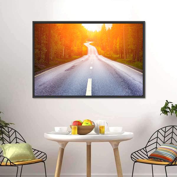 Country Road Sweden Canvas Wall Art-1 Piece-Floating Frame-24" x 16"-Tiaracle