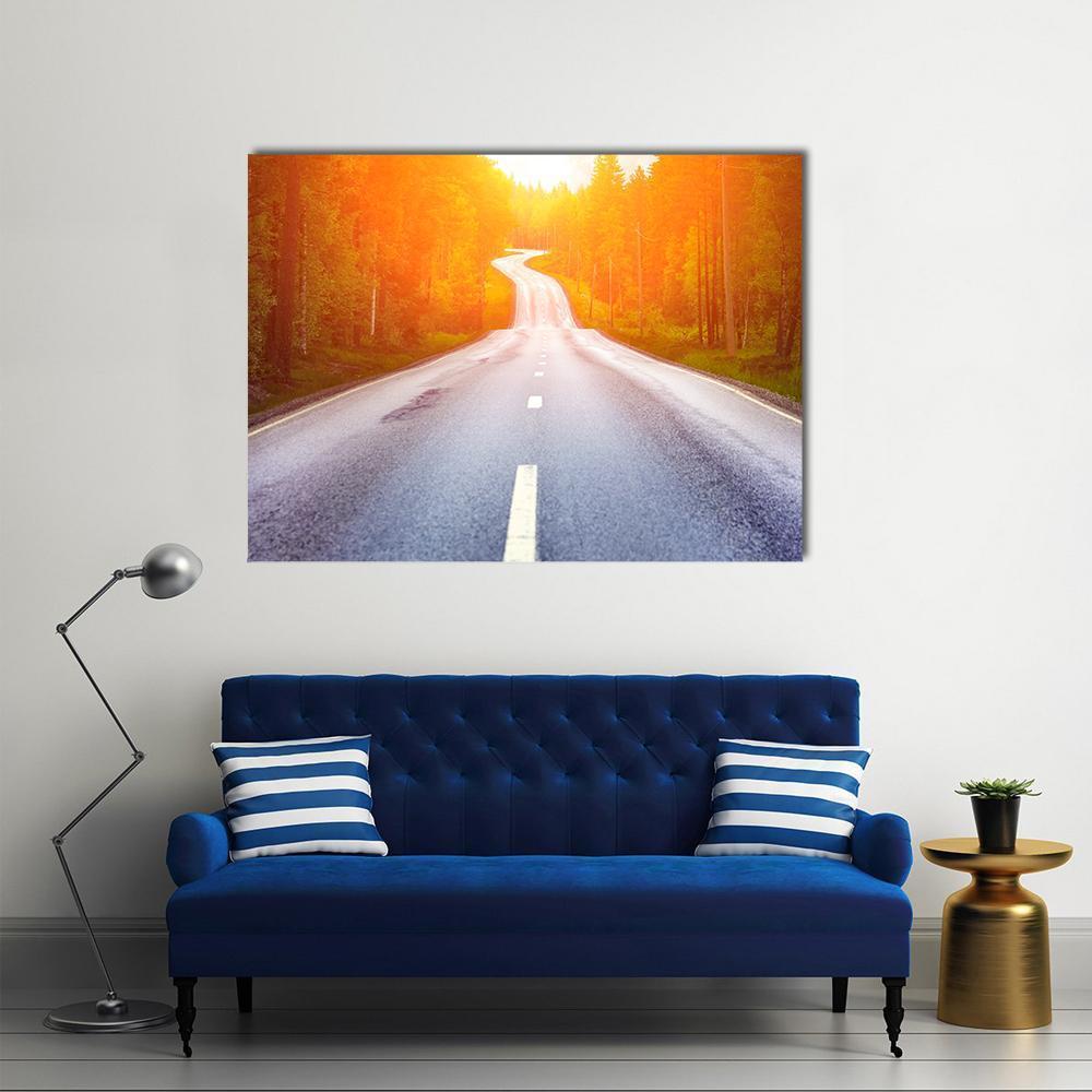Country Road Sweden Canvas Wall Art-1 Piece-Gallery Wrap-48" x 32"-Tiaracle