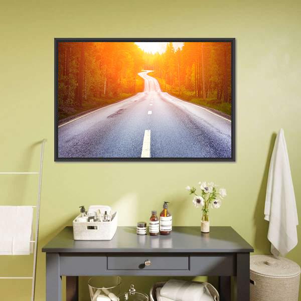 Country Road Sweden Panoramic Canvas Wall Art-1 Piece-36" x 12"-Tiaracle