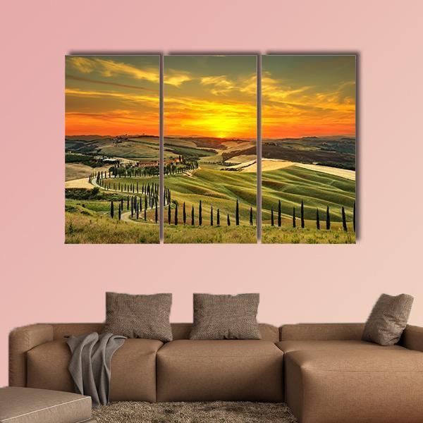 Countryside Farm Italy Canvas Wall Art-4 Pop-Gallery Wrap-50" x 32"-Tiaracle