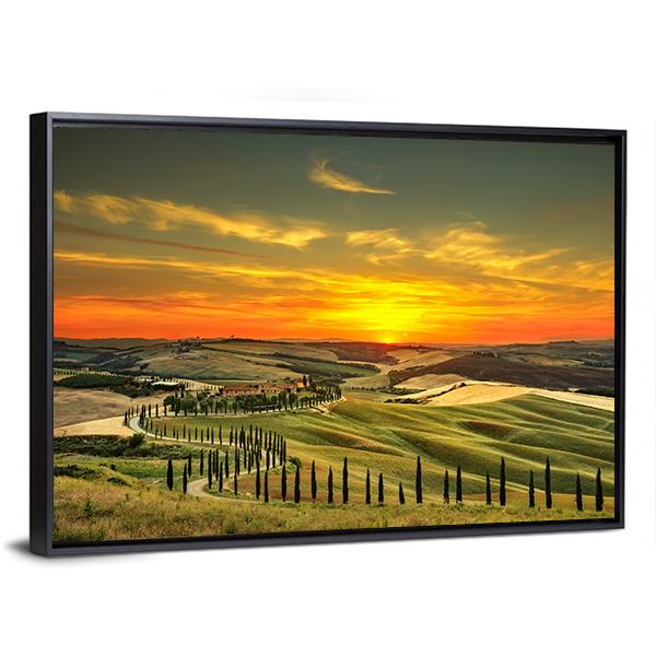 Countryside Farm Italy Canvas Wall Art-3 Horizontal-Gallery Wrap-25" x 16"-Tiaracle