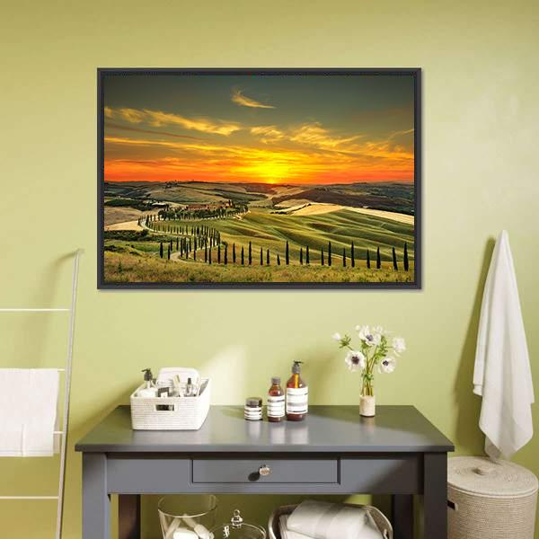 Countryside Farm Italy Canvas Wall Art-3 Horizontal-Gallery Wrap-25" x 16"-Tiaracle