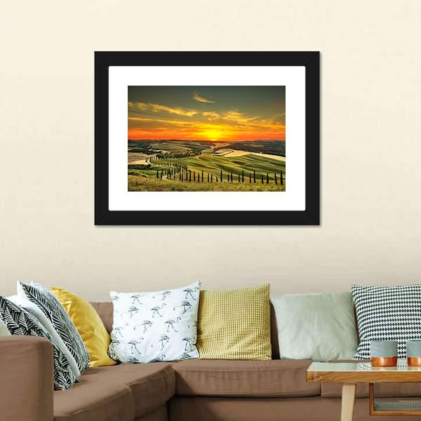 Countryside Farm Italy Canvas Wall Art-1 Piece-Framed Print-20" x 16"-Tiaracle