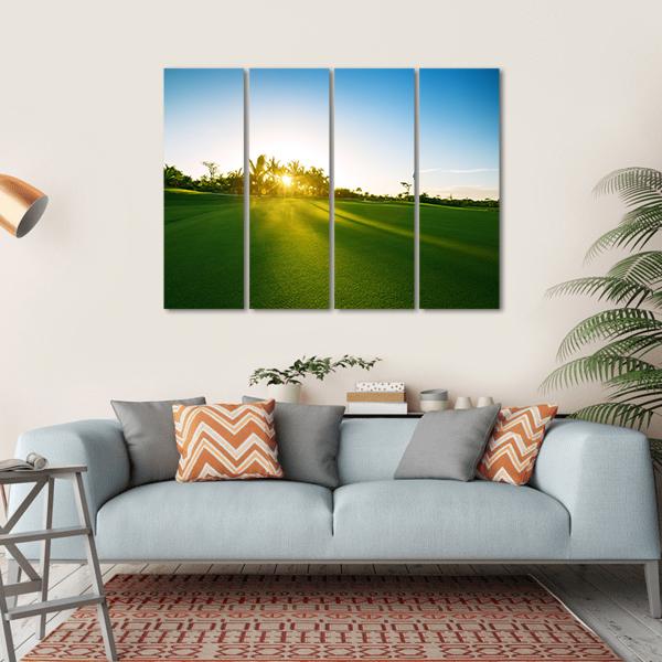 Countryside Golf Course Canvas Wall Art-4 Horizontal-Gallery Wrap-34&quot; x 24&quot;-Tiaracle