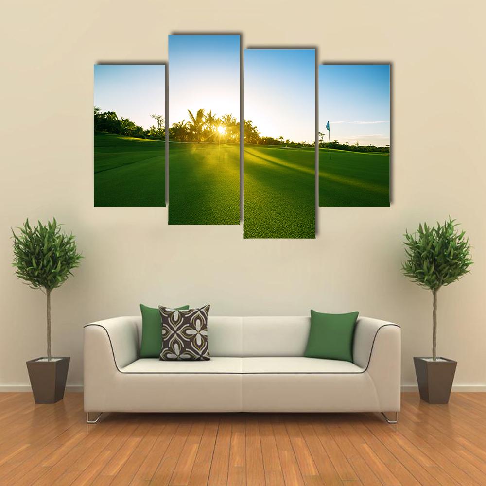 Countryside Golf Course Canvas Wall Art-4 Pop-Gallery Wrap-34&quot; x 20&quot;-Tiaracle