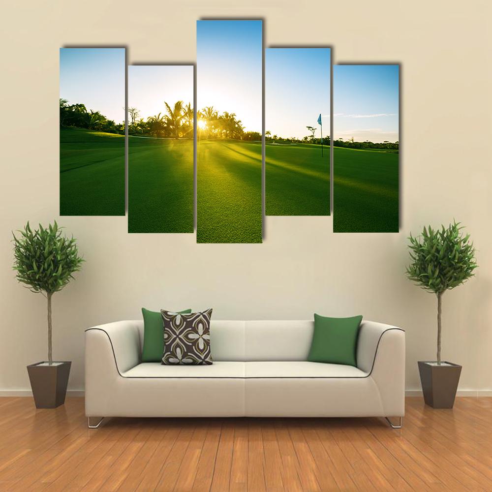 Countryside Golf Course Canvas Wall Art-5 Pop-Gallery Wrap-32&quot; x 21&quot;-Tiaracle