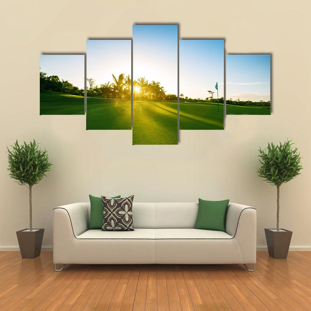 Countryside Golf Course Canvas Wall Art-5 Star-Gallery Wrap-42&quot; x 21&quot;-Tiaracle