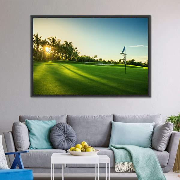Countryside Golf Course Canvas Wall Art-1 Piece-Floating Frame-24&quot; x 16&quot;-Tiaracle