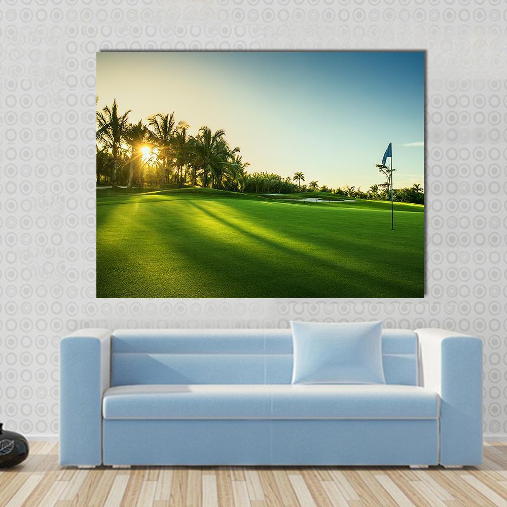 Countryside Golf Course Canvas Wall Art-1 Piece-Gallery Wrap-48&quot; x 32&quot;-Tiaracle