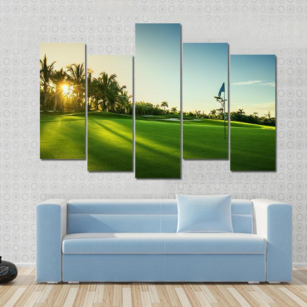 Countryside Golf Course Canvas Wall Art-5 Pop-Gallery Wrap-47&quot; x 32&quot;-Tiaracle