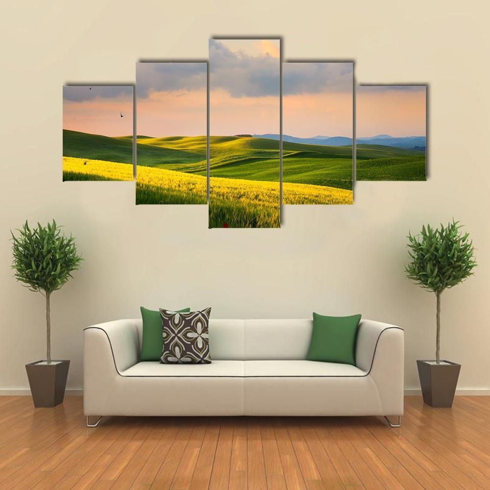 Countryside Landscape Italy Canvas Wall Art-5 Star-Gallery Wrap-62" x 32"-Tiaracle
