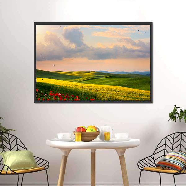 Countryside Landscape Italy Canvas Wall Art-1 Piece-Floating Frame-24" x 16"-Tiaracle