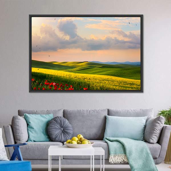 Countryside Landscape Italy Canvas Wall Art-3 Horizontal-Gallery Wrap-25" x 16"-Tiaracle