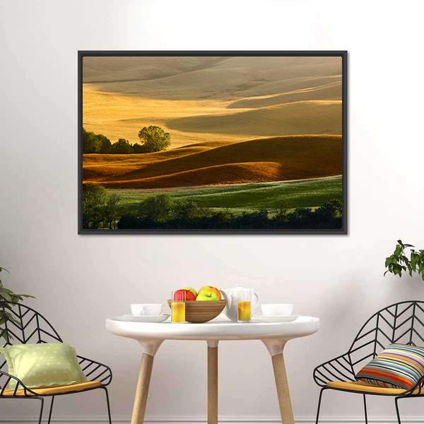 Countryside Landscape Tuscany Canvas Wall Art-1 Piece-Floating Frame-24" x 16"-Tiaracle