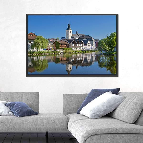 County Town Of Regen Canvas Wall Art-1 Piece-Floating Frame-24" x 16"-Tiaracle