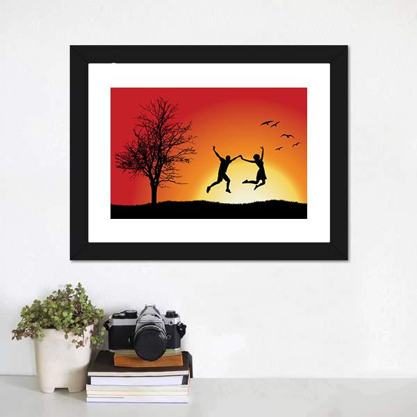 Couple Enjoying Success Canvas Wall Art-1 Piece-Framed Print-30" x 20"-Tiaracle