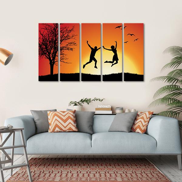 Couple Enjoying Success Canvas Wall Art-5 Horizontal-Gallery Wrap-22" x 12"-Tiaracle